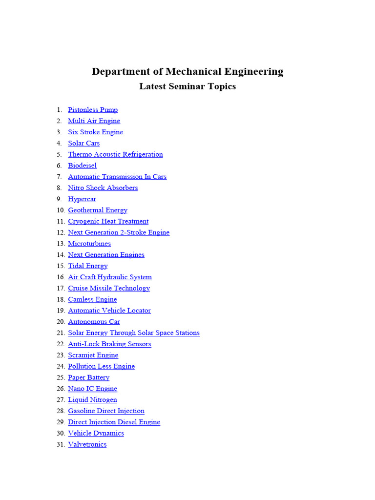 Seminar Topics | PDF | Engines | Vehicles