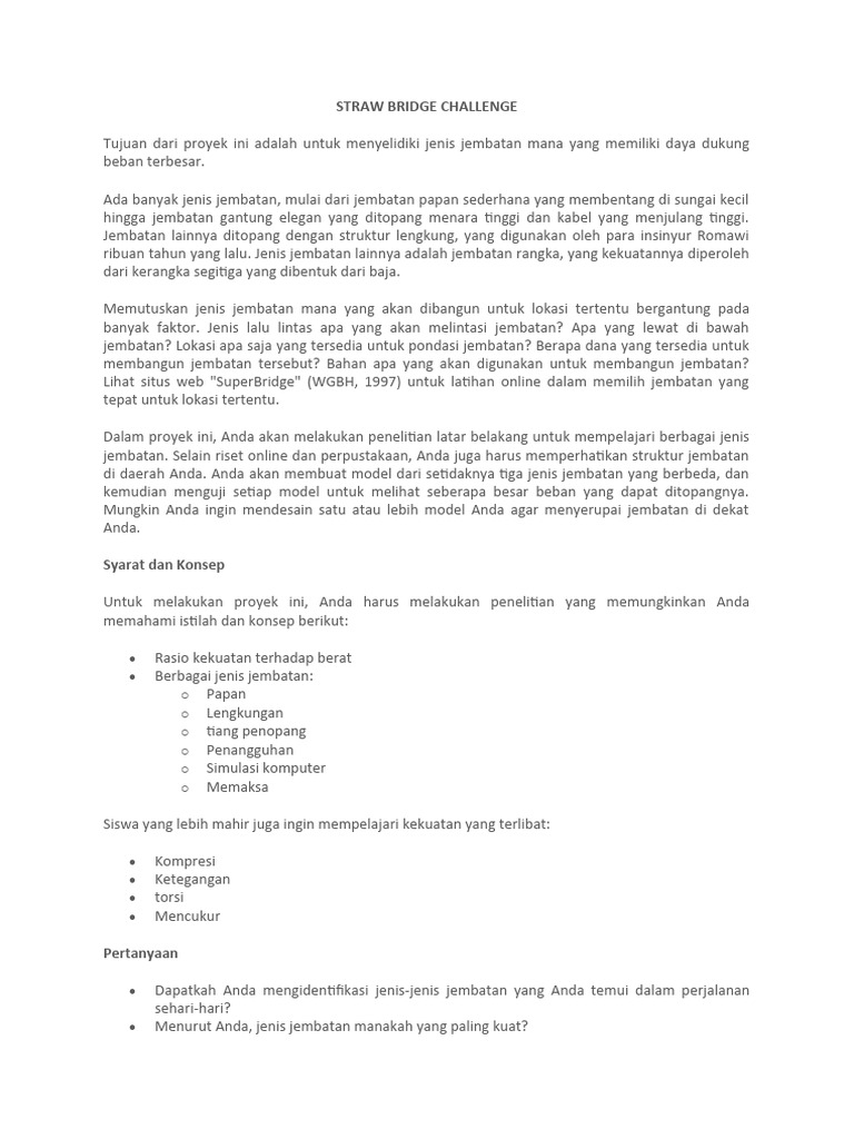 Straw bridge challenge pdf