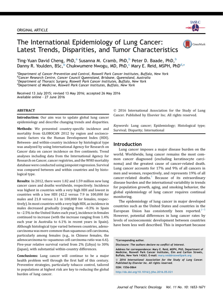 Global Lung Cancer Trends and Disparities | PDF | Cancer | Lung Cancer