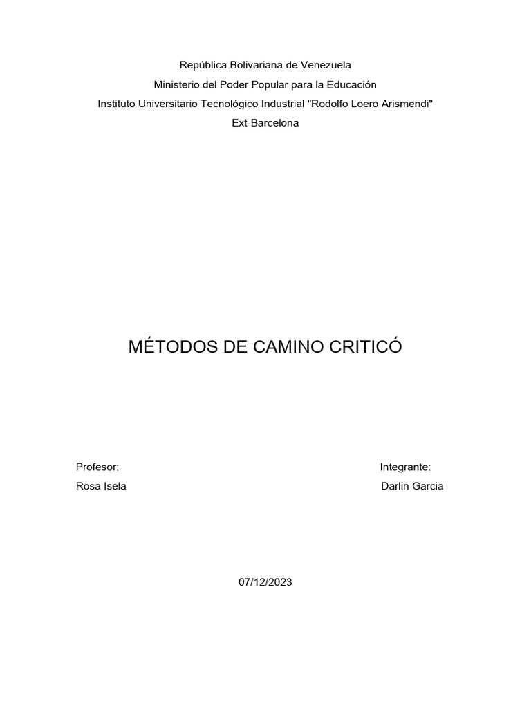 metodos del camino critico PDF Algoritmos