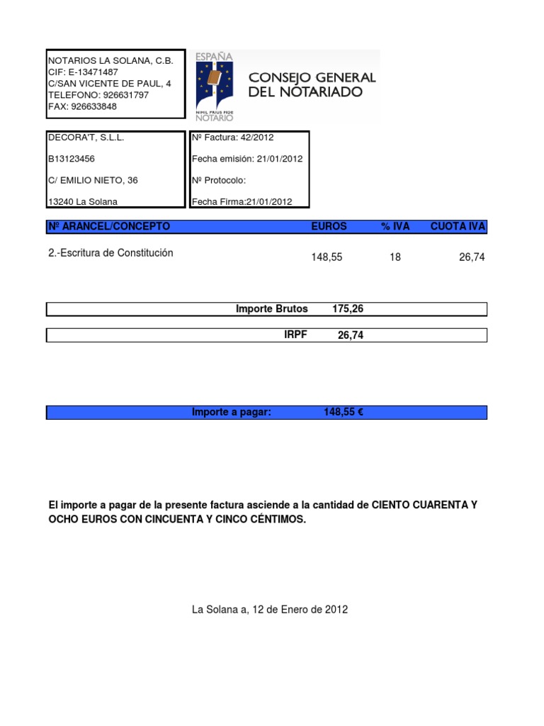 Factura Notario | PDF