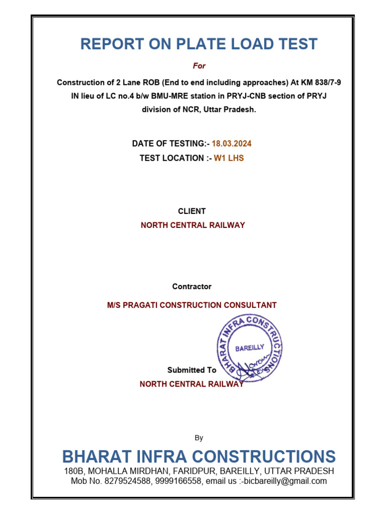 plate load test report | PDF | Calibration | Metrology