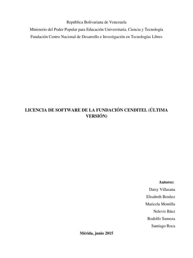 Ultima version licencia software cenditel pdf software conocimiento