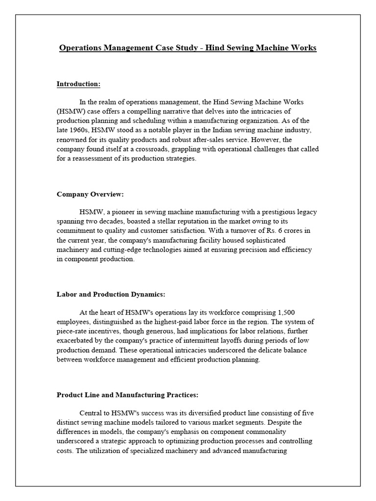 Operations Management Case Study 1 | PDF | Internet Of Things | Automation