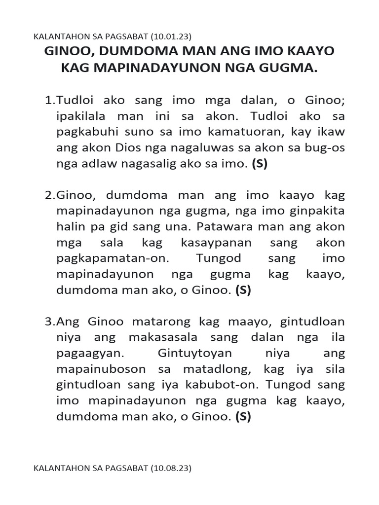 Salmo Sa Pagsabat 10.23 | PDF