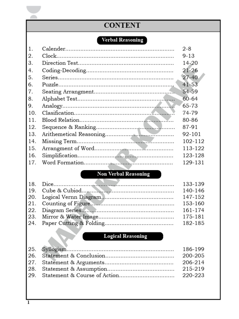 Reasoningfinal English | PDF | Clock