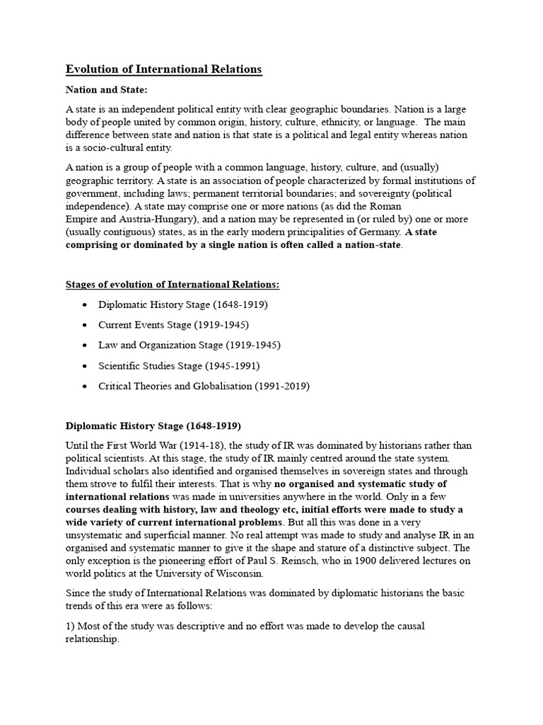Evolution of International Relations Theory | PDF | International ...