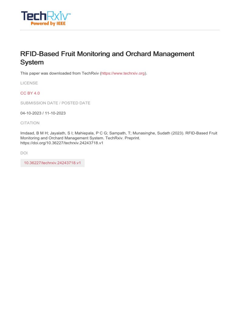 RFID-Based Fruit Monitoring and Orchard Management | PDF | Mobile App ...