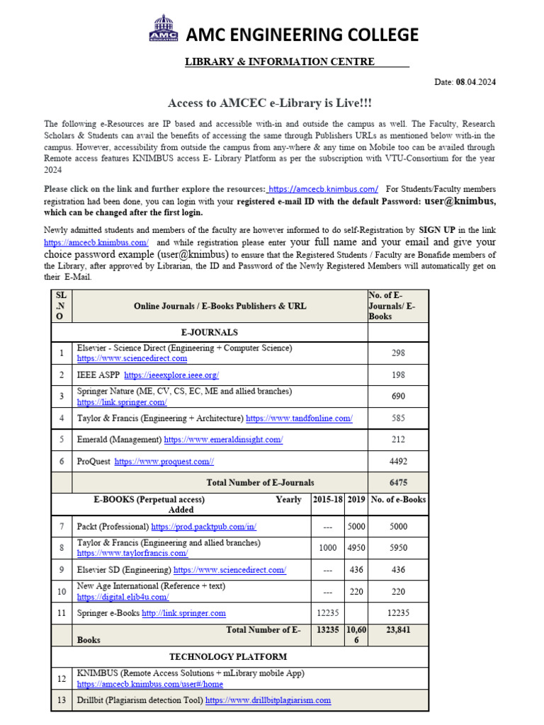 Knimbus Remote Access for AMCEC Library | PDF | Digital Library | Libraries
