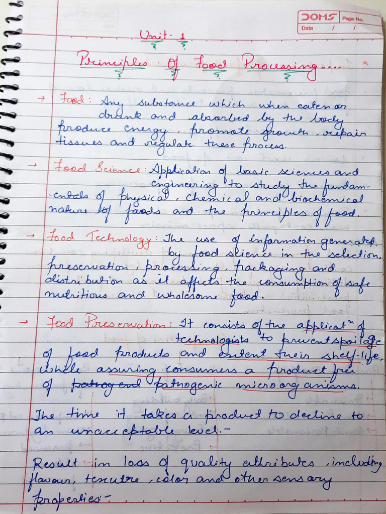 Unit 1 Principles Of Food Processing Pdf