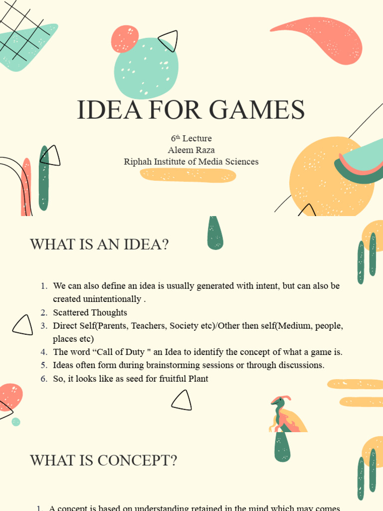 Game Design: Ideas and Concepts Explained | PDF | Idea | Concept