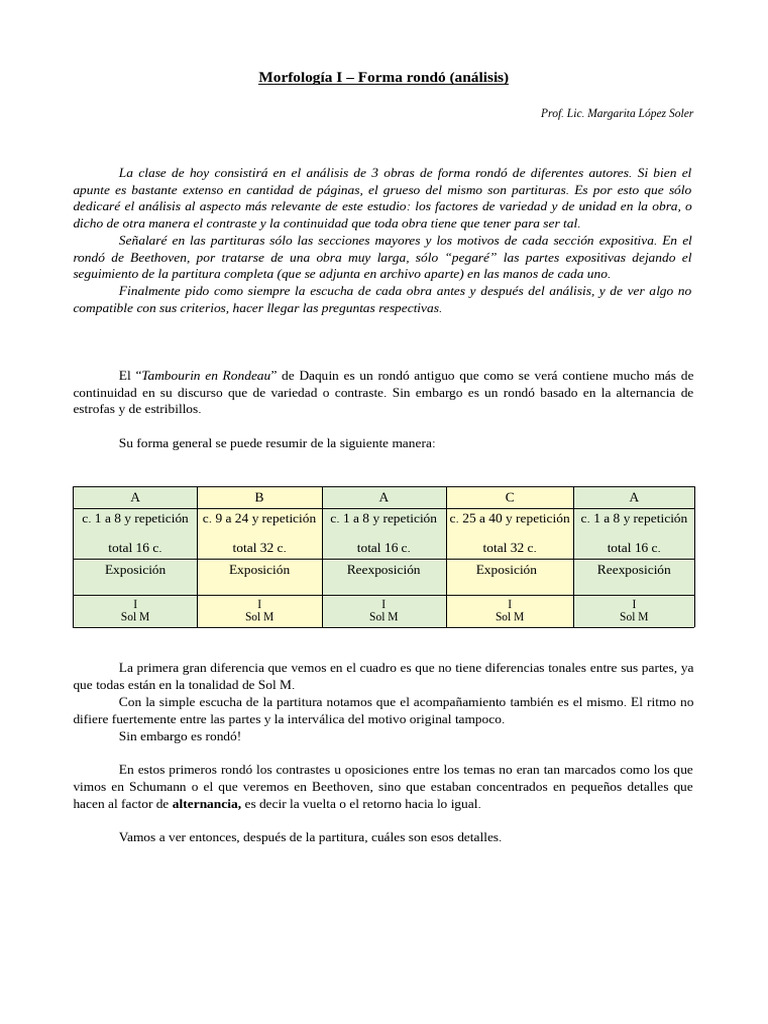 Análisis de la Forma Rondó en Música | PDF | Melodía | Armonía