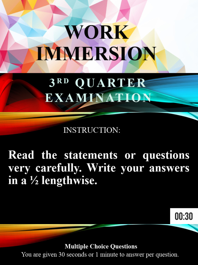 Work Immersion 3rd Quarter Exam Guide | PDF | Employment | Résumé