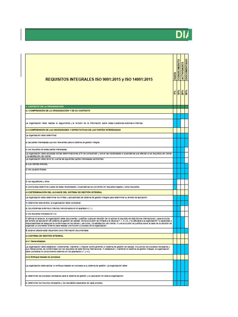 Diagnostico Iso 14001-14001 | Descargar gratis PDF | Calidad (comercial ...