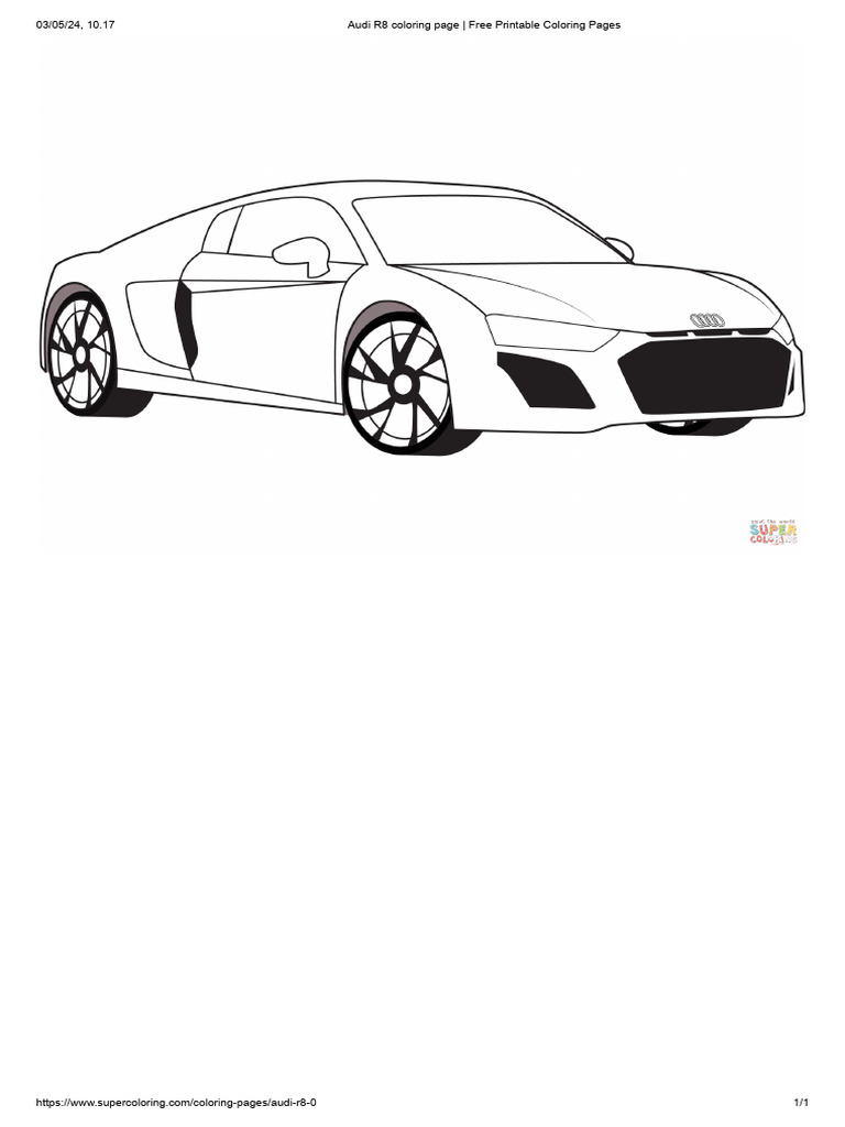 Audi R8 Coloring Page _ Free Printable Coloring Pages | PDF