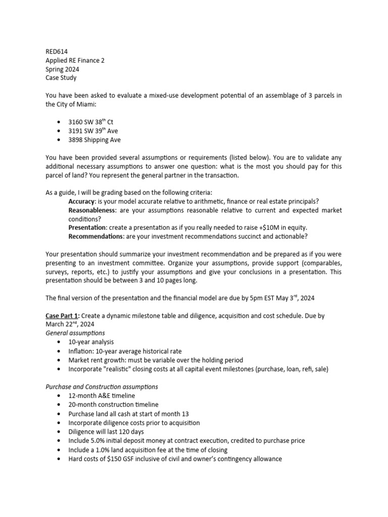 RED614 Spring 2024 Case Study | PDF | Refinancing | Economies