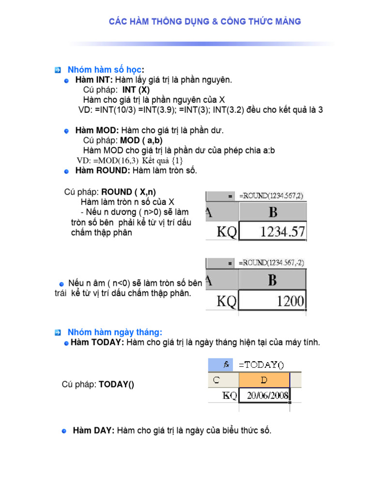 Bai 5 cac ham thong dng trong excel pdf