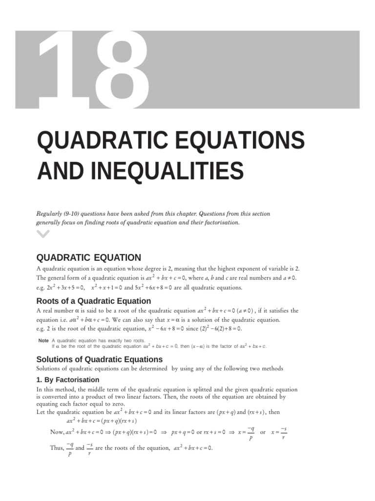 Quadratic Equation Basics | PDF | Equations | Quadratic Equation