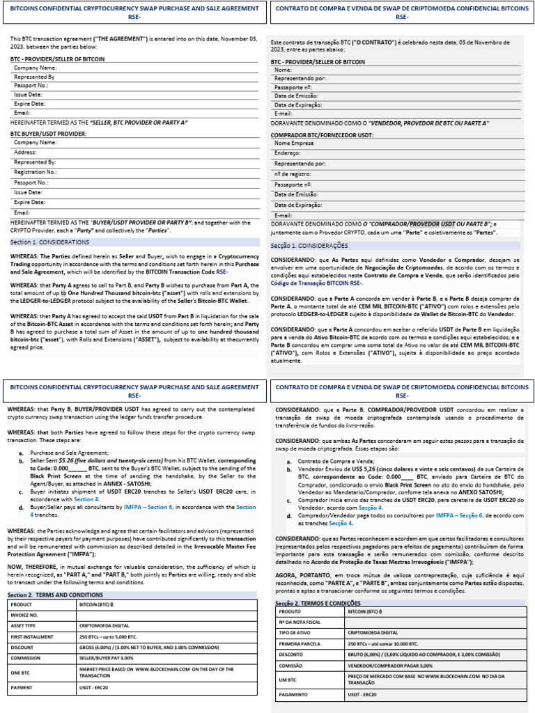 02 Contrato de Compra e Venda de Bitcoin - BTC - 02 PDF | PDF | Bitcoin