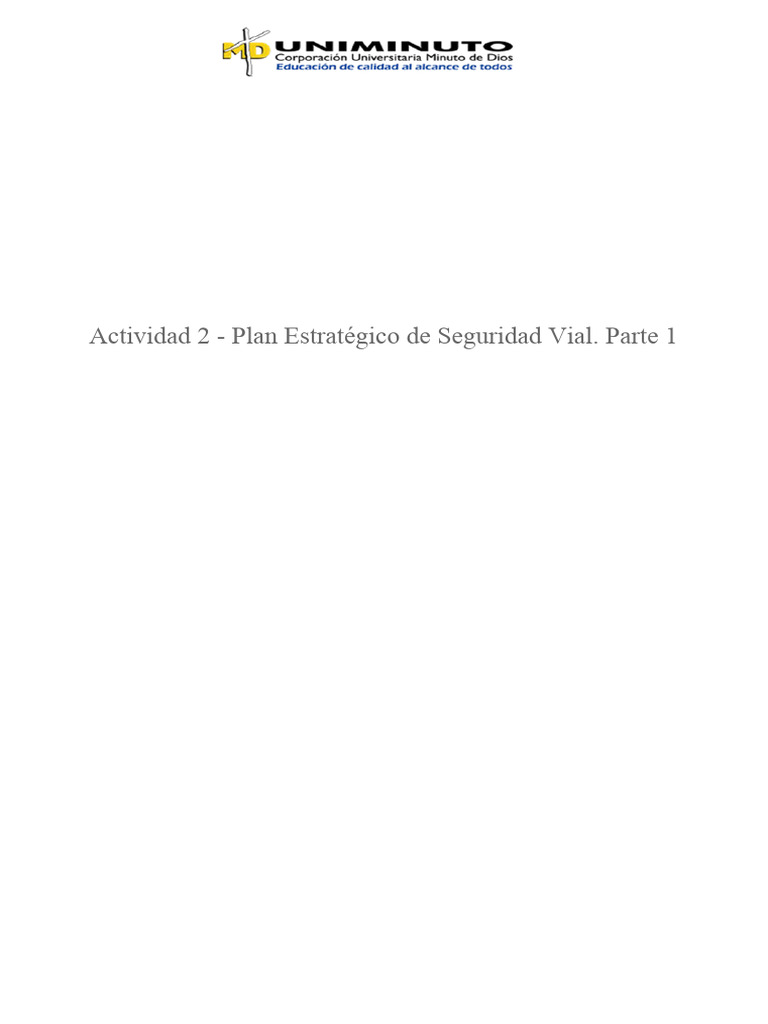 Actividad 1 Plan Estrategico de Seguridad Vial Parte 1 | PDF ...