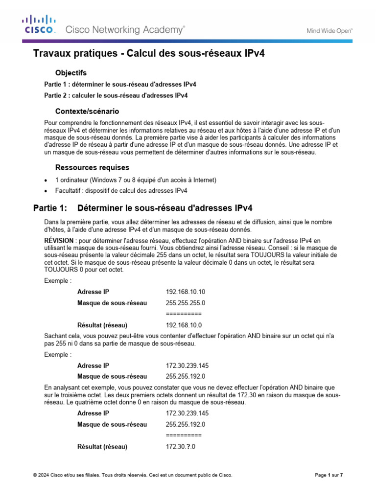 Calcul des sous-réseaux IPv4 | PDF | Adresse IP | Standards Internet