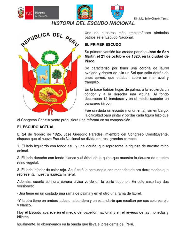 Historia del Escudo Nacional del Perú | PDF