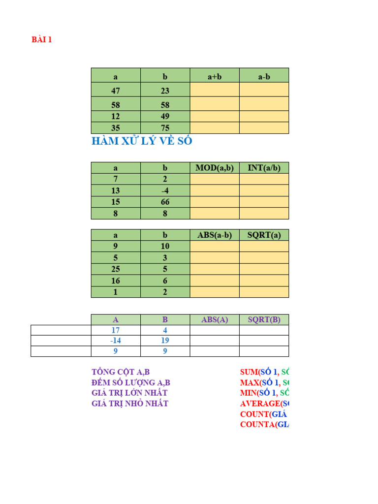 Bai Tap Excel | PDF
