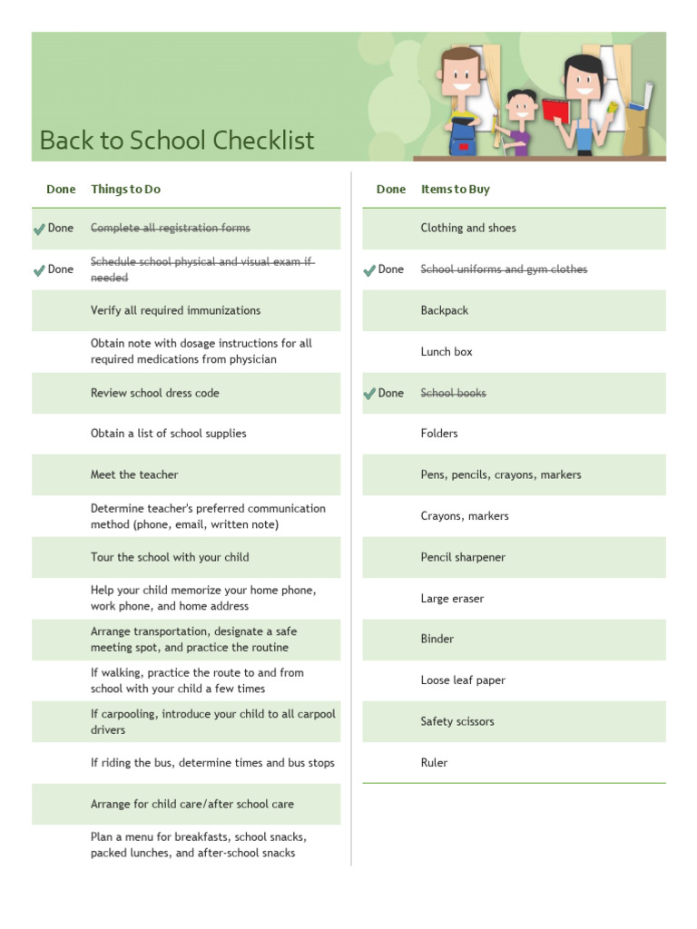 Essential Back to School Checklist | PDF