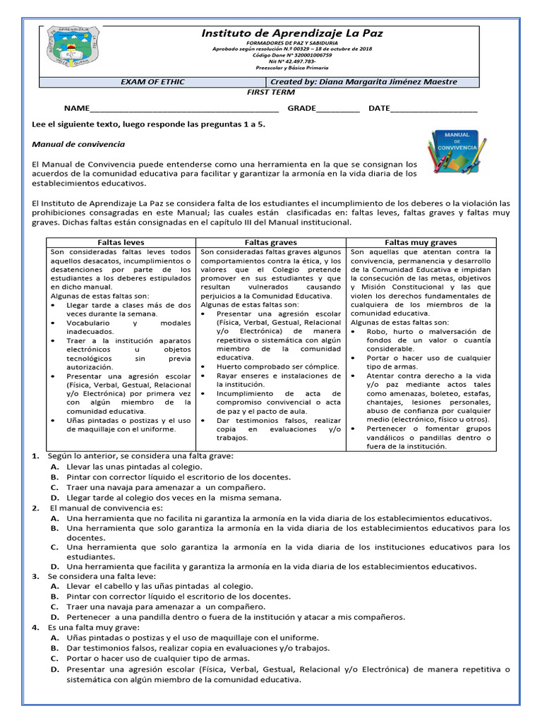 Examen de Ética 5 | PDF | Crecimiento personal y profesional | Salud y ...