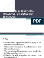 Cultural &amp; Sub Cultural Influence on Consumer Behaviour