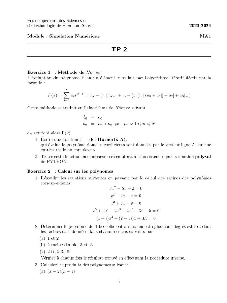 Méthodes de Simulation Numérique en Python | PDF | Polynôme | Interpolation