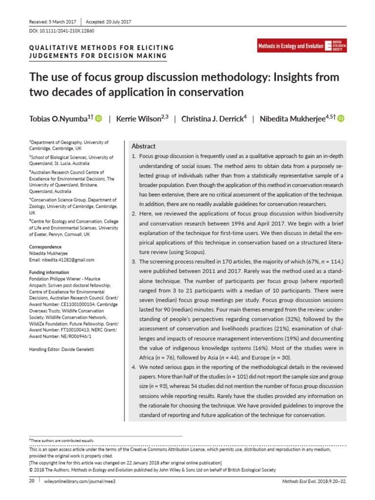 Methods Ecol Evol - 2018 - O.nyumba - The Use of Focus Group Discussion ...