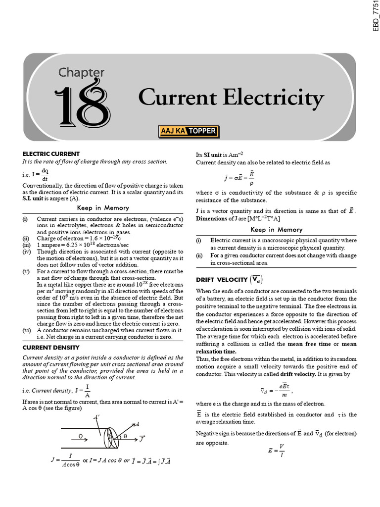 Electric Current and Resistance Basics | PDF | Electrical Resistance ...
