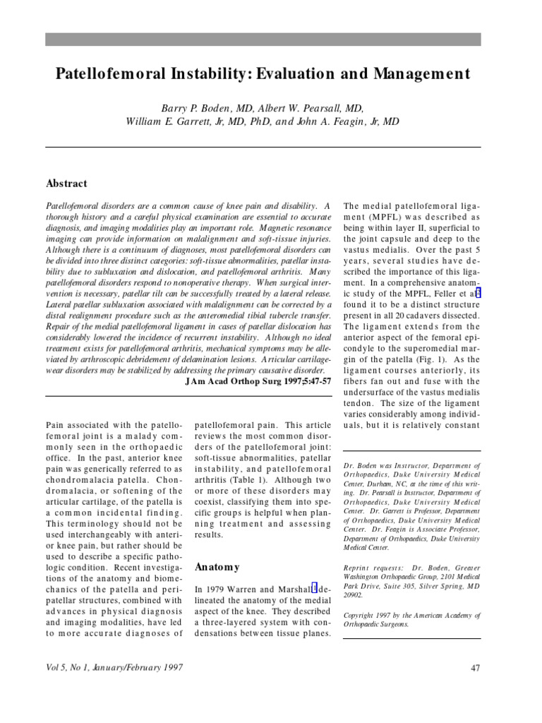 Patellofemoral Instability Evaluation And 6 Pdf Knee Limbs Anatomy