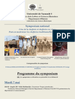 Programme Du Symposium Des 7 Et 8 Mai Sur La Crises Des Chefferies
