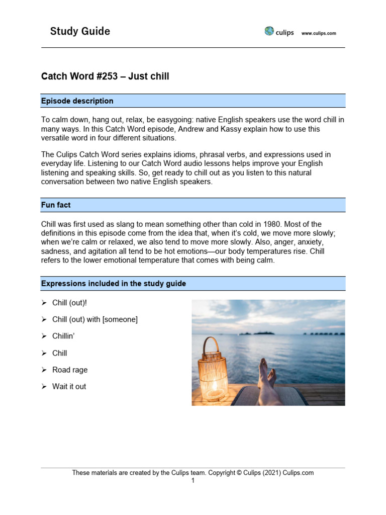 CW253 Just Chill | PDF | English Language