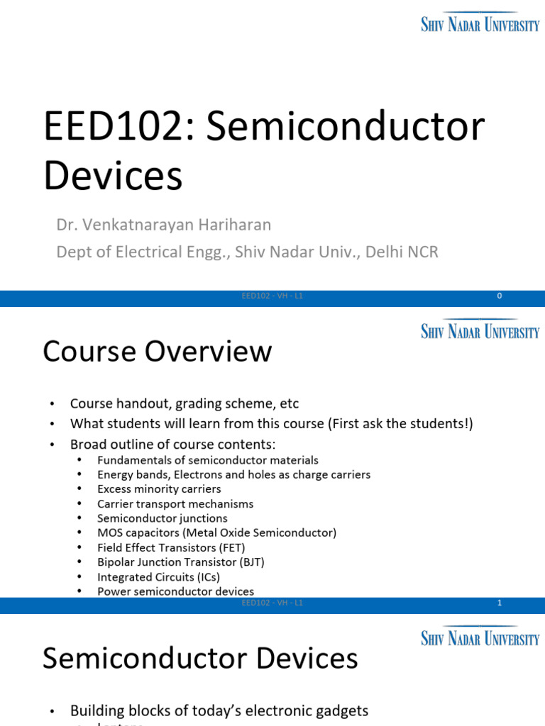 Semiconductor Devices Course Intro | PDF | Integrated Circuit | Transistor