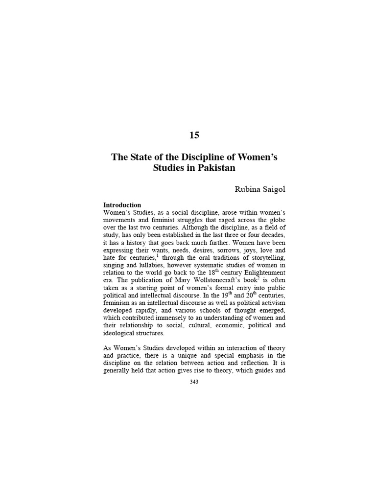Women's Studies in Pakistan: A Review | PDF | Women's Studies | Gender ...