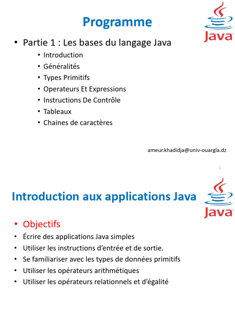 Introduction aux bases de Java | PDF | Java (Langage de programmation ...