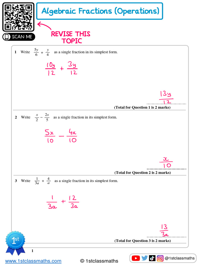 Simplifying Algebraic Fractions | PDF | Algebra | Mathematics