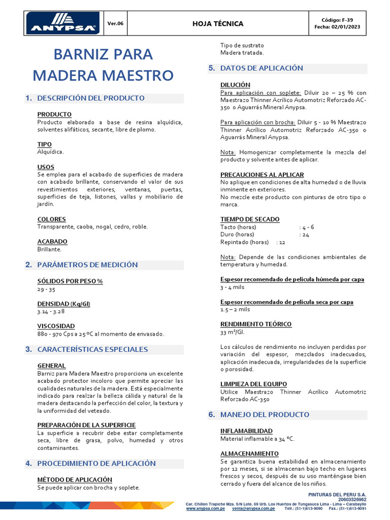 Barniz Para Madera Maestro Pdf