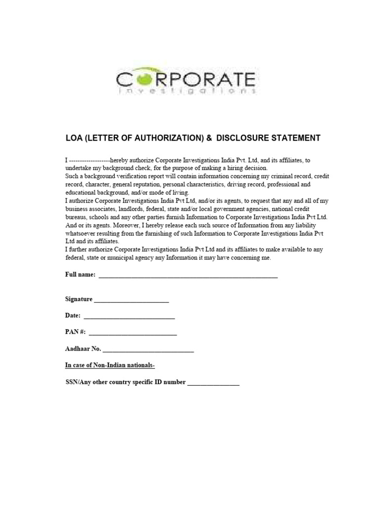 LOA for Background Check Authorization | PDF | Law