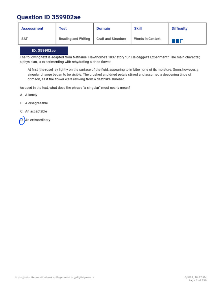 SAT Reading and Writing Practice Questions | PDF | Taste | Umami
