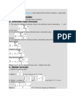 Statistics Statistics Formulas: A Arithmetic Mean Formulas