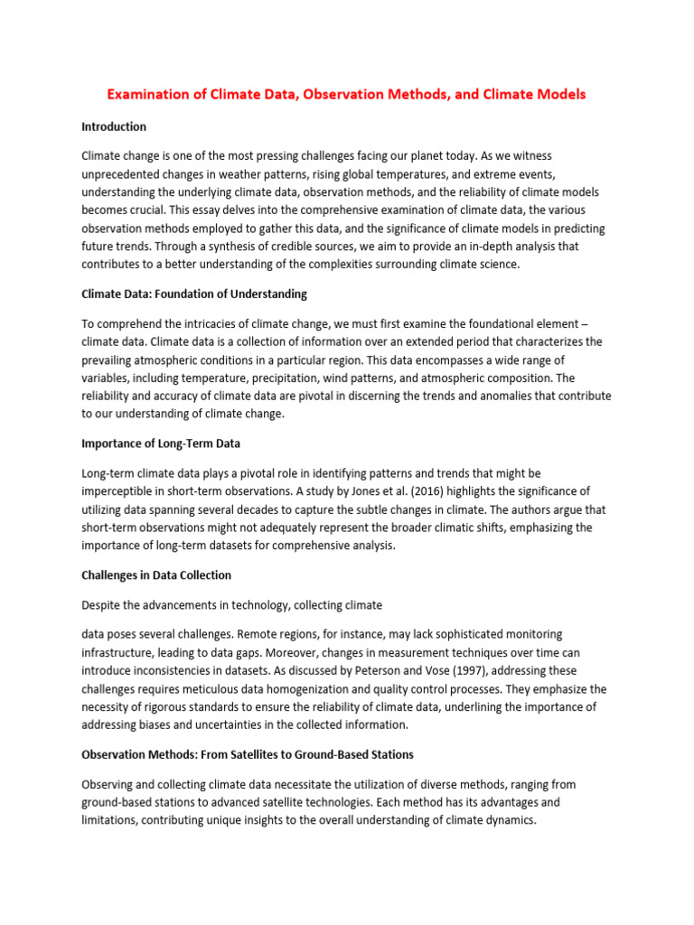 2.3 Examination of Climate Data, Observation Methods, and Climate ...