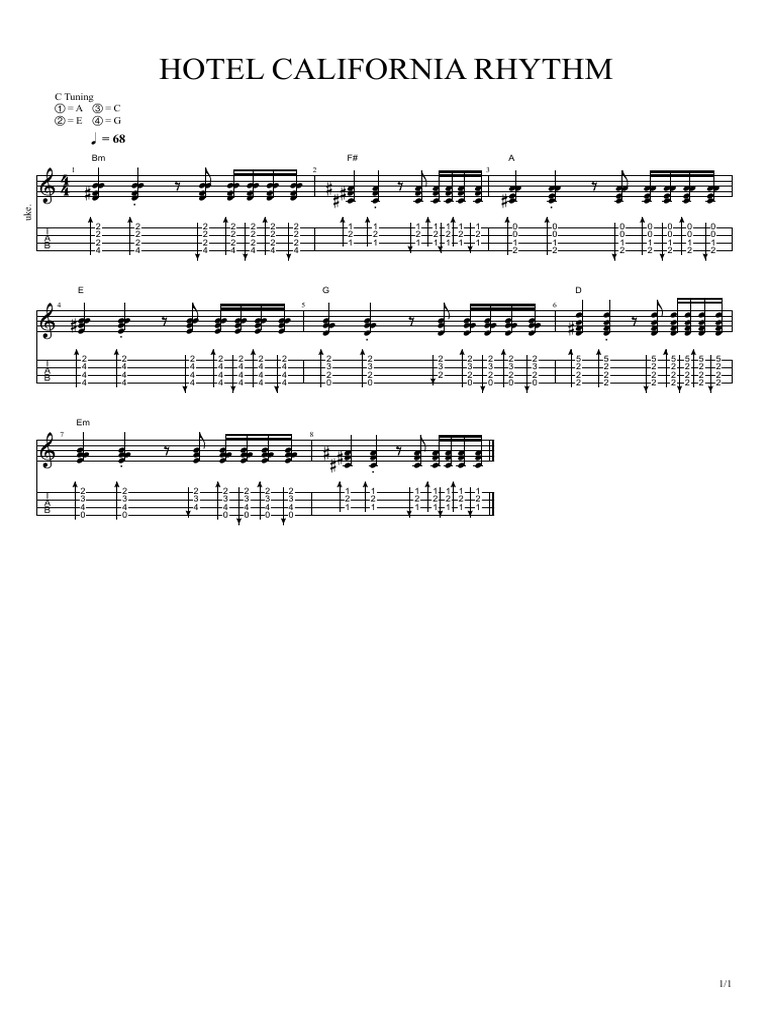 Hotel California Rhythm Uke PDF
