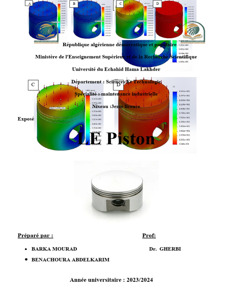 Piston : Structure et Simulation Mécanique | PDF | Piston | Ingénierie ...