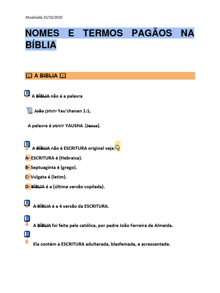 Nomes e Termos Pagãos na Bíblia | PDF | Bíblia | Nomes de Deus