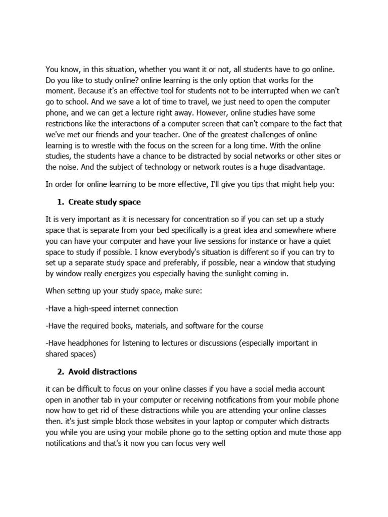 Tips for Effective Online Learning | PDF | Educational Technology ...