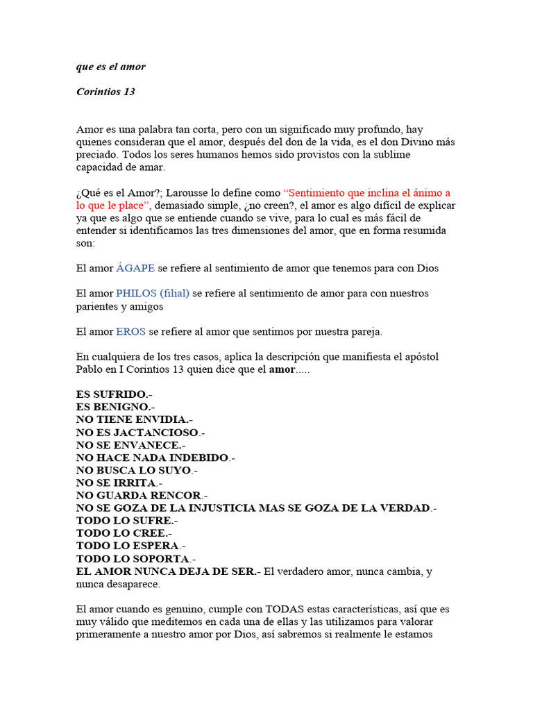 Que Es El Amor Pdf Amor